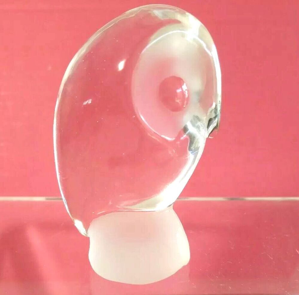 Vintage Frosted Crystal Owl Reijmyre Kristall Sweden, Handmade, 3.75" Tall